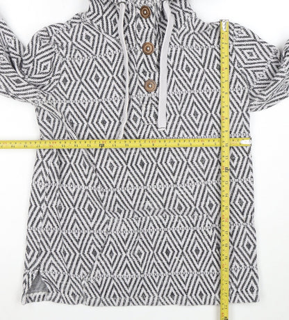 Fat Face Womens Grey Geometric Hoodie Size M Cotton Blend