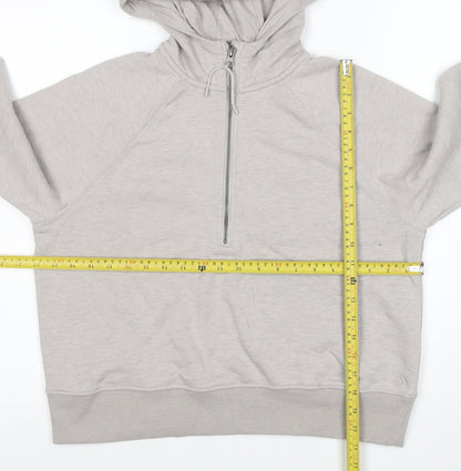 Marks and Spencer Women Beige 1/2 Zip Hooded Sweatshirt Size 10