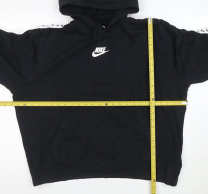 Nike Womens Black Hooded Pullover Sweatshirt XL Logo Tape Detail