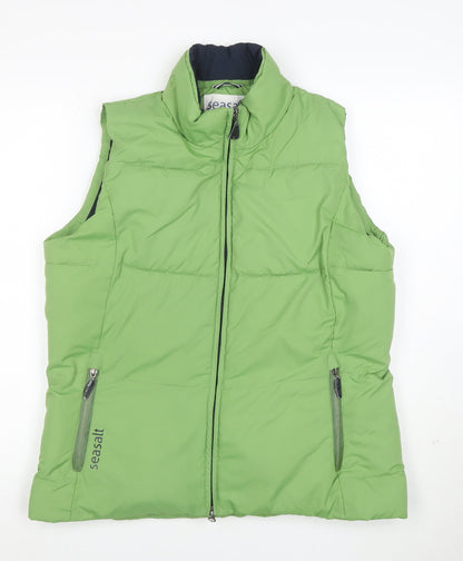 Seasalt Women’s Green Puffer Waistcoat Size 14 Sleeveless Zip Up