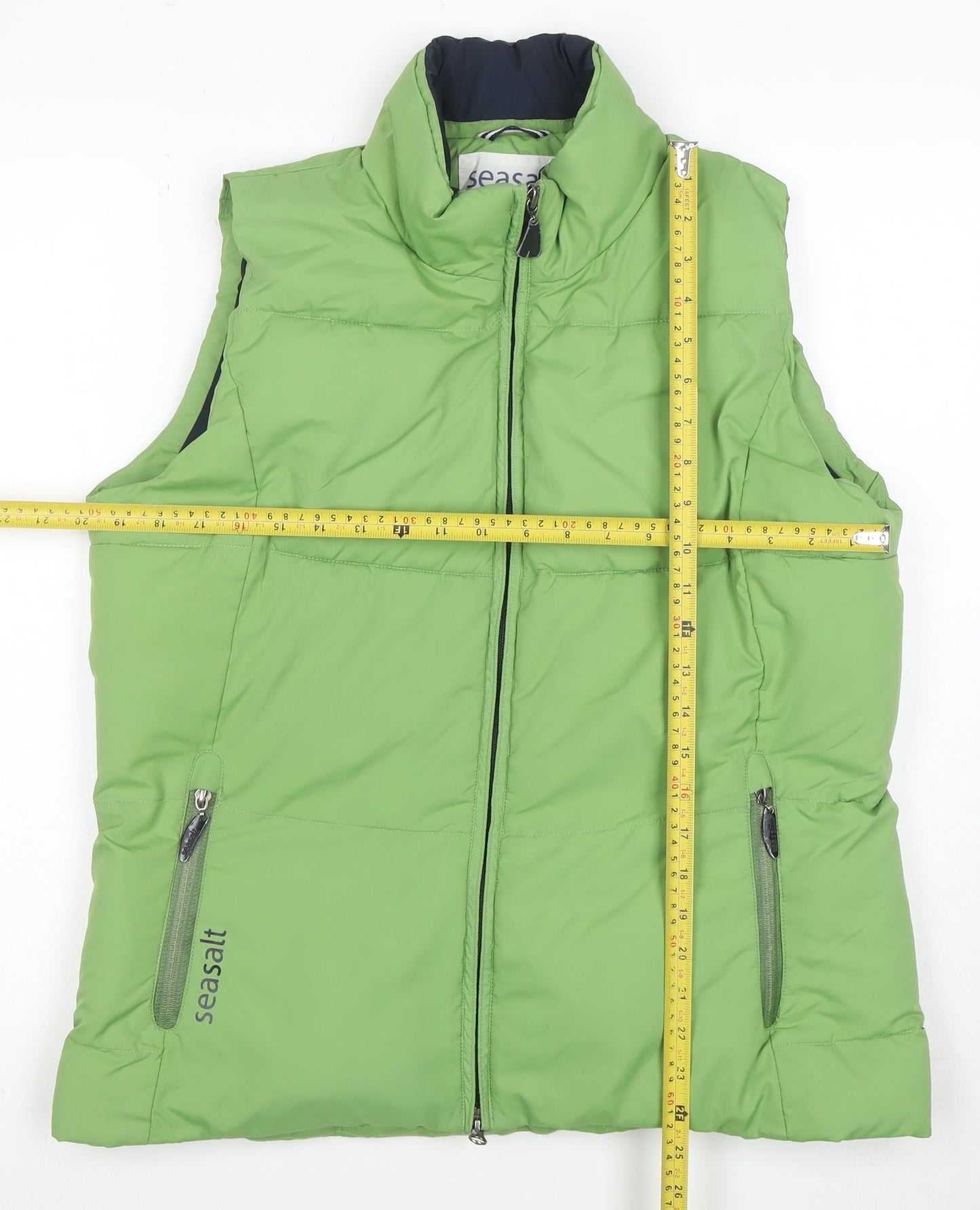 Seasalt Women’s Green Puffer Waistcoat Size 14 Sleeveless Zip Up