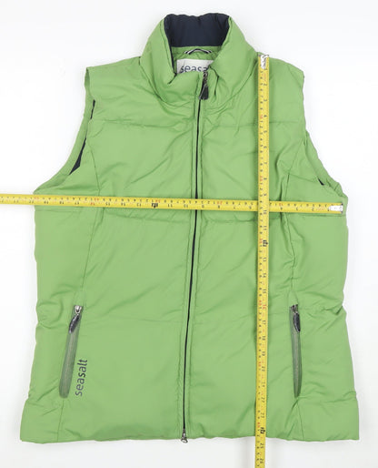 Seasalt Women’s Green Puffer Waistcoat Size 14 Sleeveless Zip Up