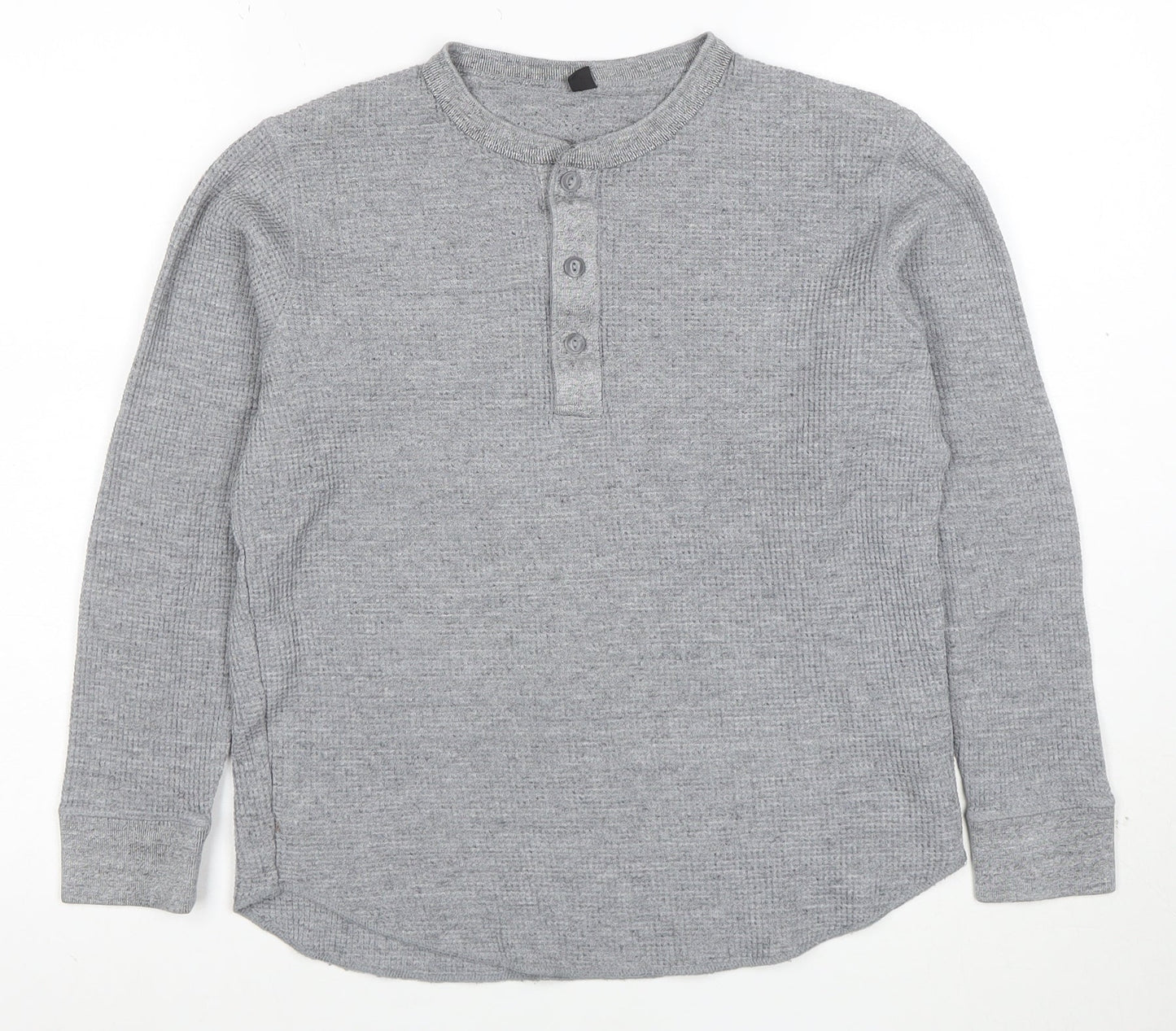 Uniqlo Women’s Grey Henley Sweatshirt XS Long Sleeve Cotton Blend