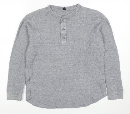 Uniqlo Women’s Grey Henley Sweatshirt XS Long Sleeve Cotton Blend