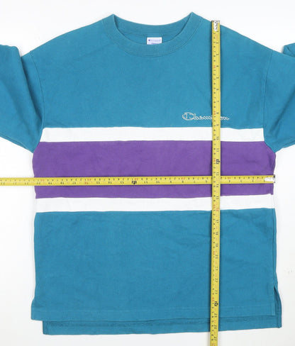 Champion Men's Blue Striped Retro Pullover Sweatshirt Size S