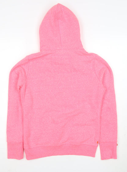 Superdry Women Pink Pullover Hoodie Small Orange Label Casual Style