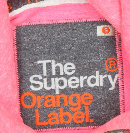 Superdry Women Pink Pullover Hoodie Small Orange Label Casual Style