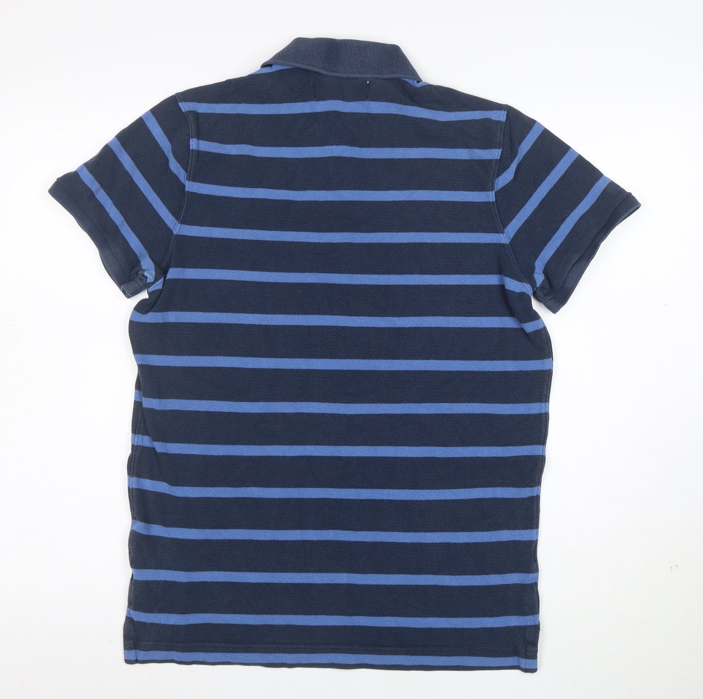 Abercrombie & Fitch Men's Blue Striped Cotton Polo Shirt Size L