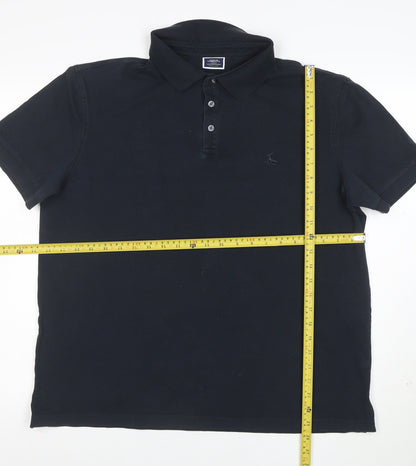 Charles Tyrwhitt Men's Black Polo Shirt XL Regular Fit Cotton Stretch