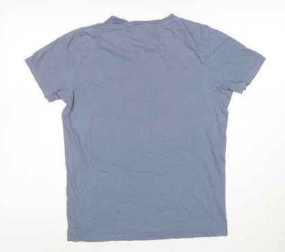 Jack & Jones Men's Blue Graphic Print Crew Neck Cotton T-Shirt Size M