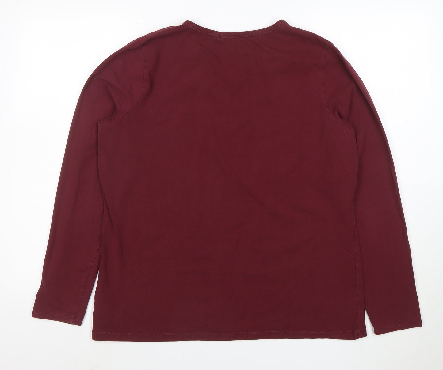 Lands' End Women's Red Long Sleeve Cotton Stretch T-Shirt L