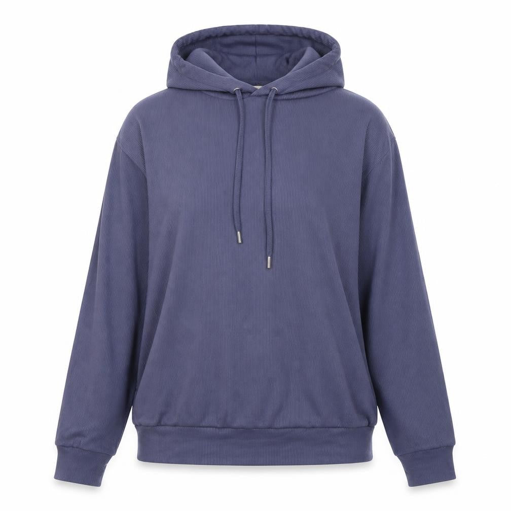 Oasis Womens Blue Ribbed Hooded Pullover Sweatshirt Size M