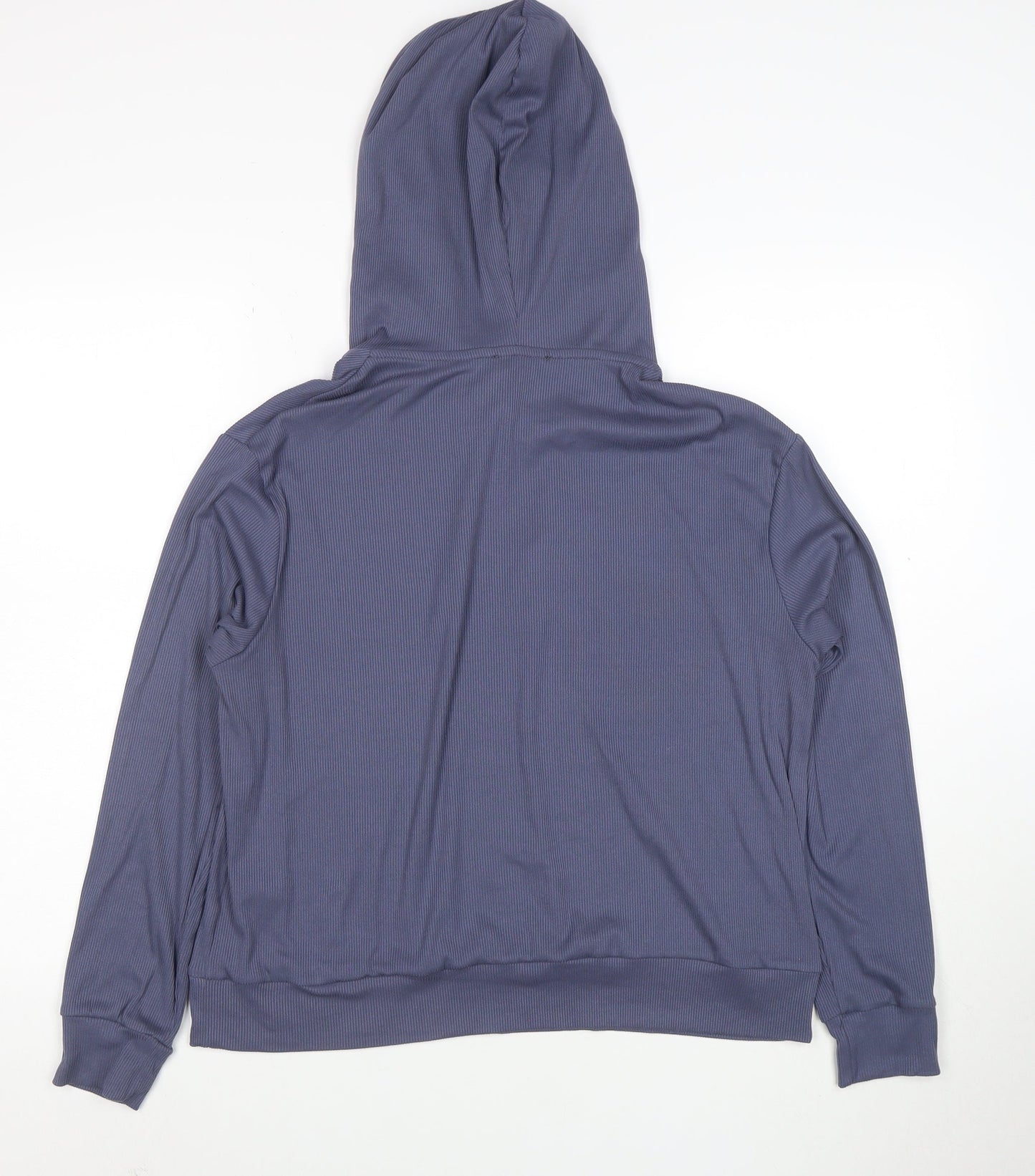 Oasis Womens Blue Ribbed Hooded Pullover Sweatshirt Size M