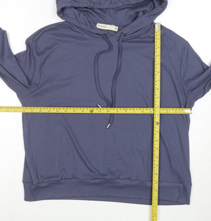 Oasis Womens Blue Ribbed Hooded Pullover Sweatshirt Size M