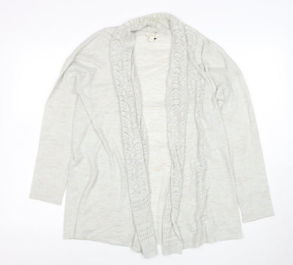 Monsoon Women’s Ivory Open-Knit Cardigan M Lightweight Cotton Blend