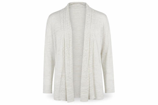 Monsoon Women’s Ivory Open-Knit Cardigan M Lightweight Cotton Blend