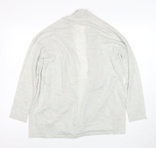 Monsoon Women’s Ivory Open-Knit Cardigan M Lightweight Cotton Blend