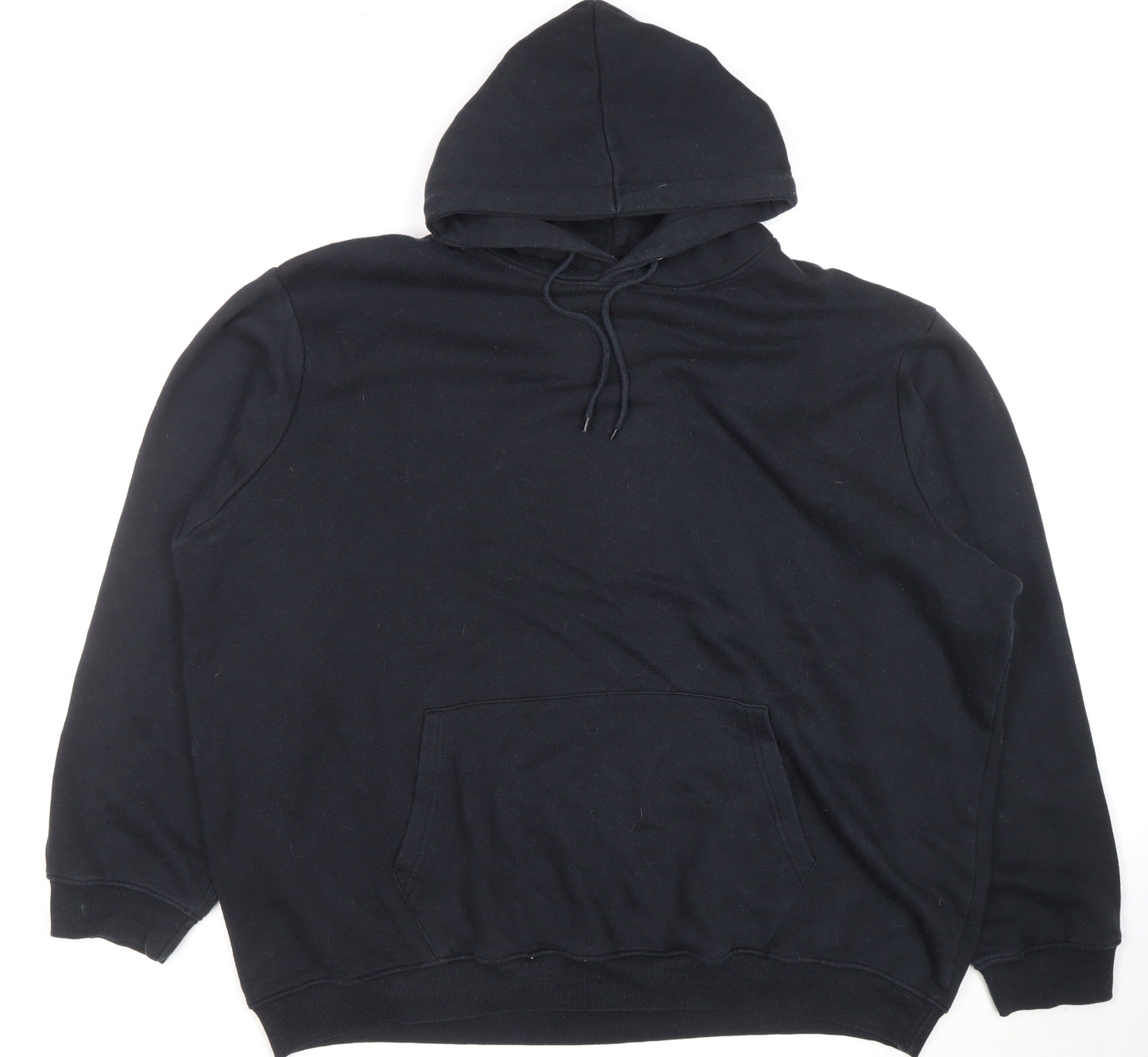 boohooMAN Mens Black Pullover Hoodie 3XL Fleece Regular Fit