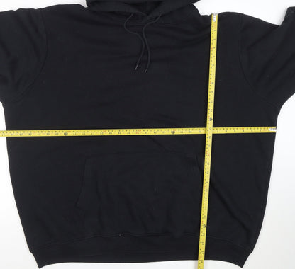 boohooMAN Mens Black Pullover Hoodie 3XL Fleece Regular Fit