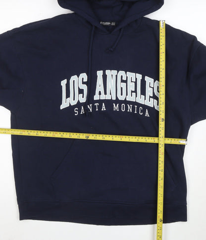 Stradivarius Womens Navy Blue Los Angeles Pullover Hoodie Size M