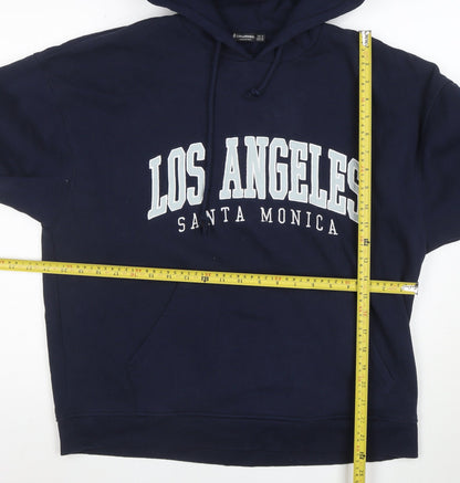 Stradivarius Womens Navy Blue Los Angeles Pullover Hoodie Size M