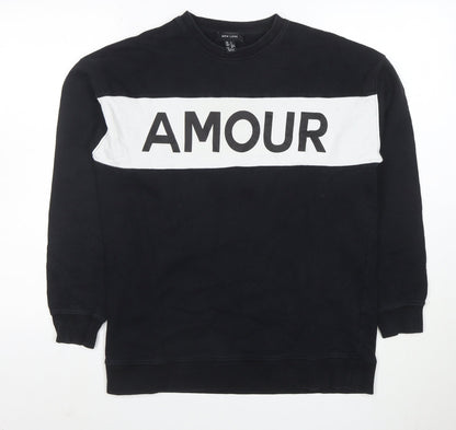 New Look Womens Black Sweatshirt Size S Amour Graphic Pullover