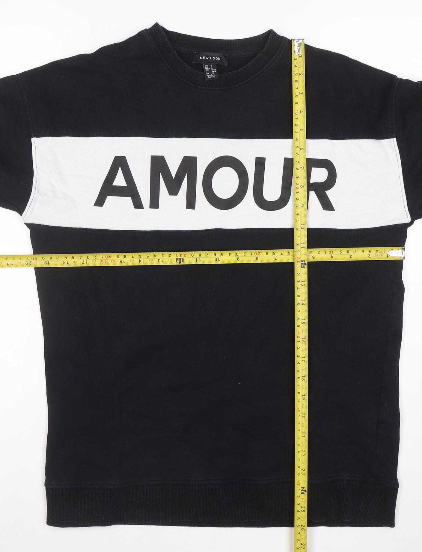 New Look Womens Black Sweatshirt Size S Amour Graphic Pullover