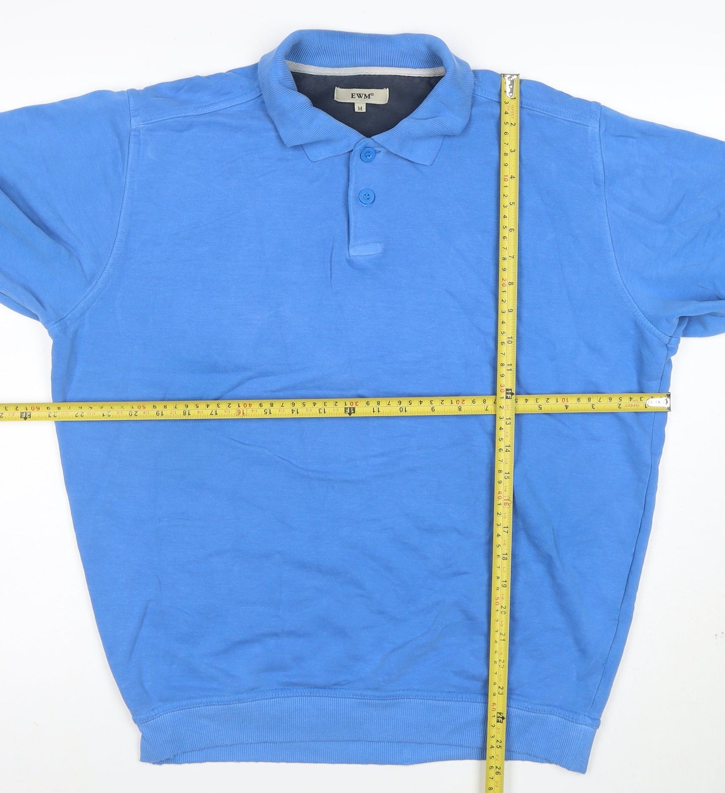 EWM Men’s Blue Collared Henley Sweatshirt Size M Cotton Blend