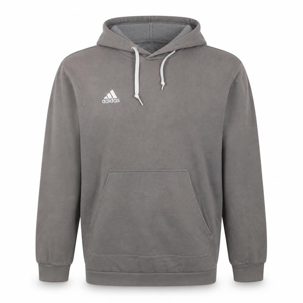 Adidas Men’s Grey Pullover Hoodie Size L Regular Fit Logo Hooded Sweatshirt