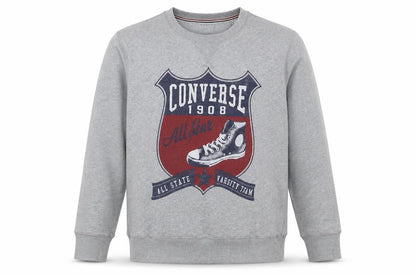 Converse Men's Grey Graphic Crew Neck Sweatshirt Size L