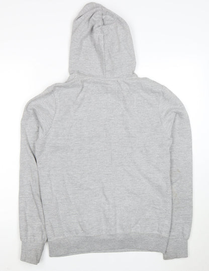 Pull&Bear Men Grey S Pullover Hoodie 1991 Graphic Logo Cotton Blend