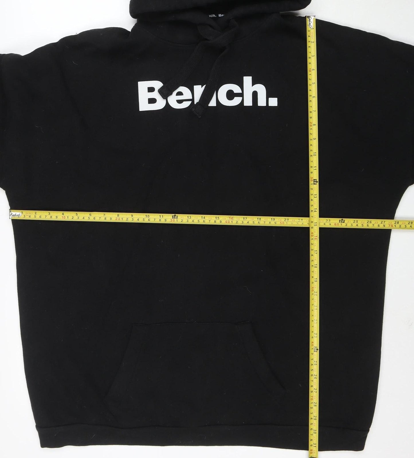 Bench Men's Black 2XL Pullover Hoodie with Logo Print