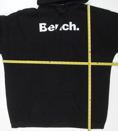 Bench Men's Black 2XL Pullover Hoodie with Logo Print