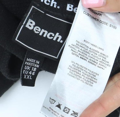 Bench Men's Black 2XL Pullover Hoodie with Logo Print