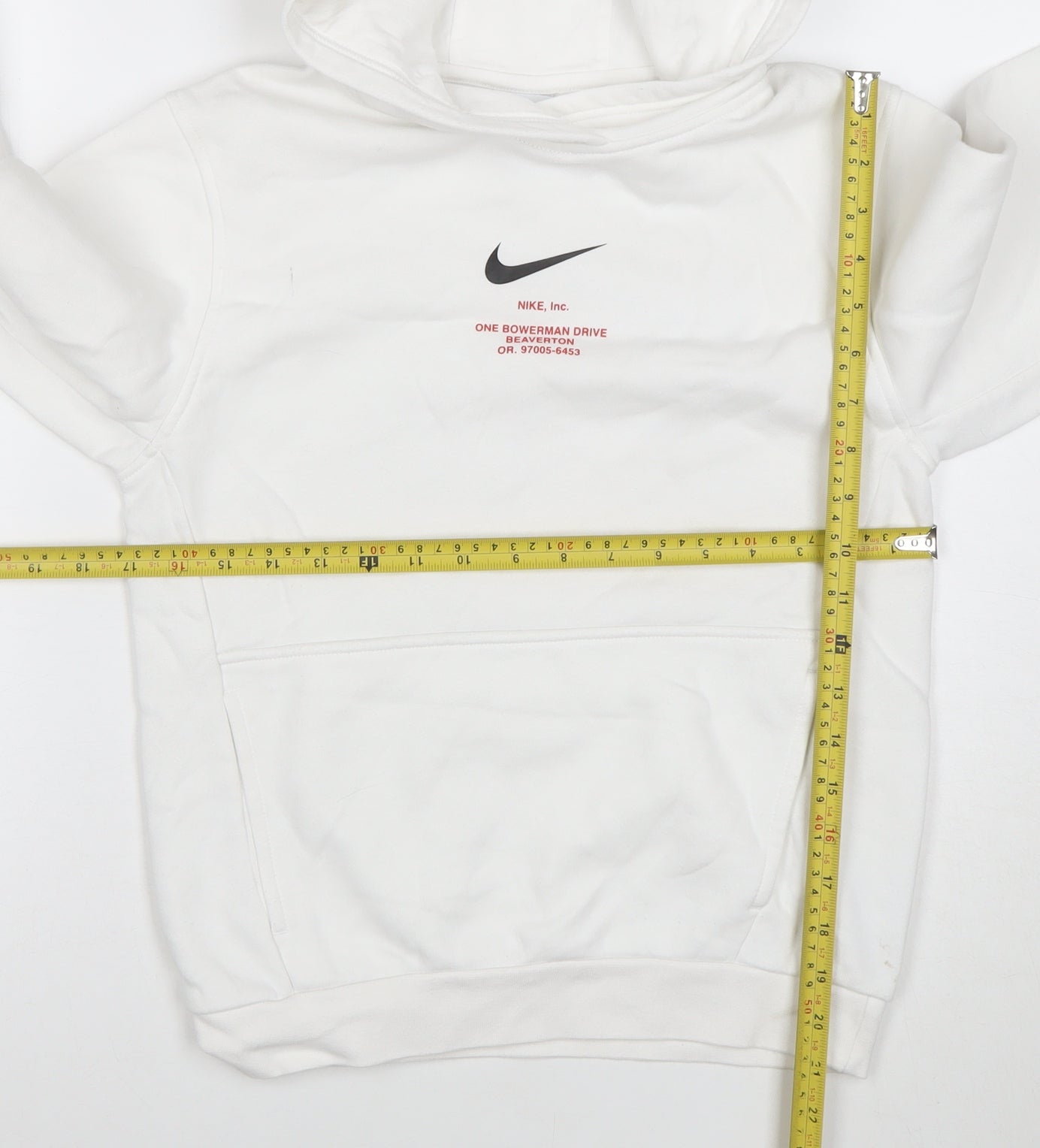 Nike Boys White Pullover Hoodie Size L Cotton Blend Swoosh Logo