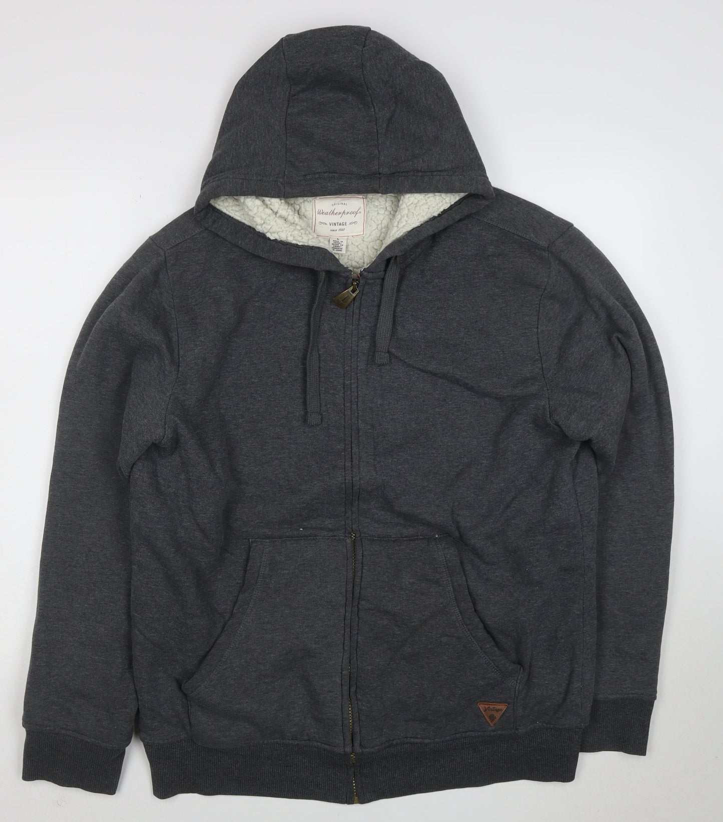 Weatherproof Vintage Men's Grey Full Zip Fleece Lined Hoodie L