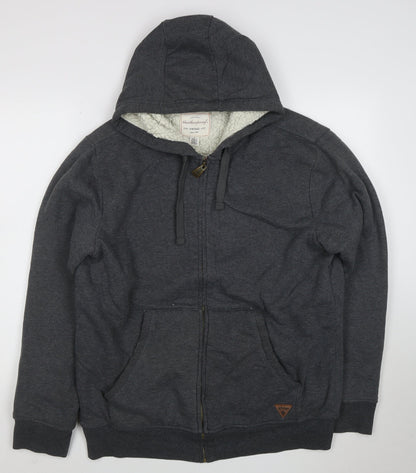 Weatherproof Vintage Men's Grey Full Zip Fleece Lined Hoodie L