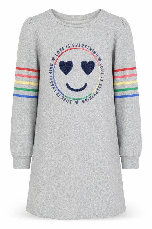 GAP Girls Grey T-Shirt Dress 8-9 Years Love Is Everything Rainbow Long Sleeve