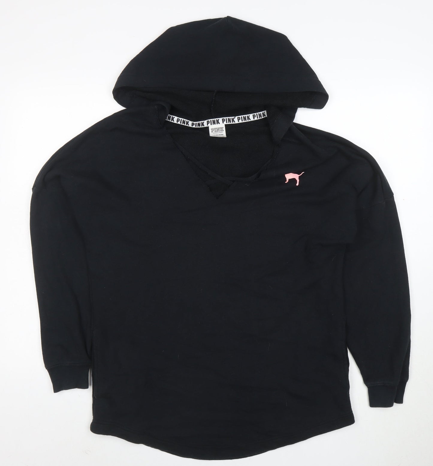 Victoria’s Secret PINK Women’s Black Pullover Hoodie Size M Logo Print