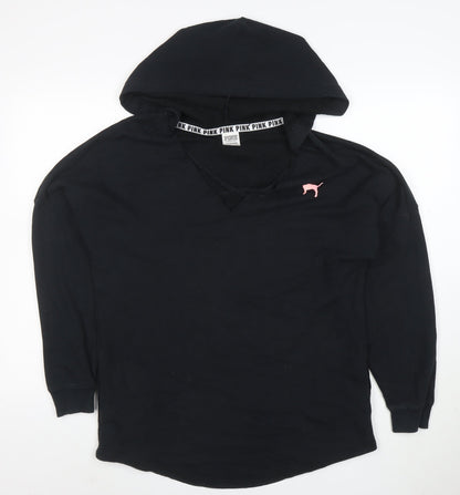 Victoria’s Secret PINK Women’s Black Pullover Hoodie Size M Logo Print