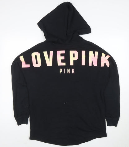 Victoria’s Secret PINK Women’s Black Pullover Hoodie Size M Logo Print