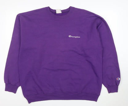Champion Men's Purple XL Pullover Sweatshirt Logo Crew Neck