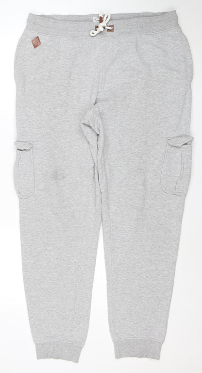 Livergy Men's Grey Jogger Sweatpants L Regular Fit with Pockets