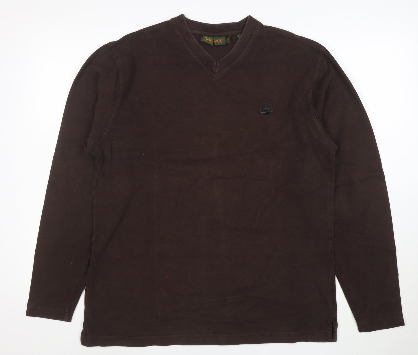 Timberland Men’s Brown V-Neck Cotton Pullover Sweatshirt Size M