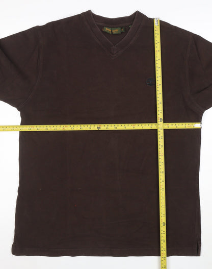 Timberland Men’s Brown V-Neck Cotton Pullover Sweatshirt Size M