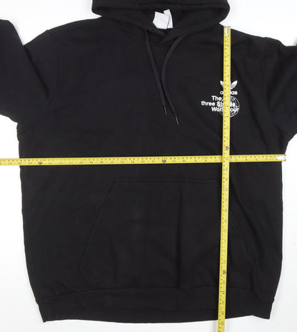adidas Mens Black 2XL Pullover Hoodie Graphic Print Fleece