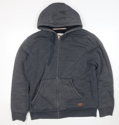 Weird Fish Mens Grey Full Zip Hoodie L Fleece Lined Casual