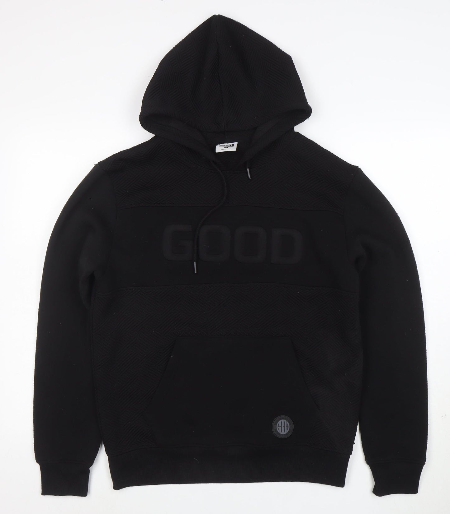 GHG Men's Black Pullover Hoodie S Hooded Kangaroo Pocket Logo