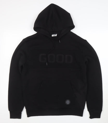 GHG Men's Black Pullover Hoodie S Hooded Kangaroo Pocket Logo