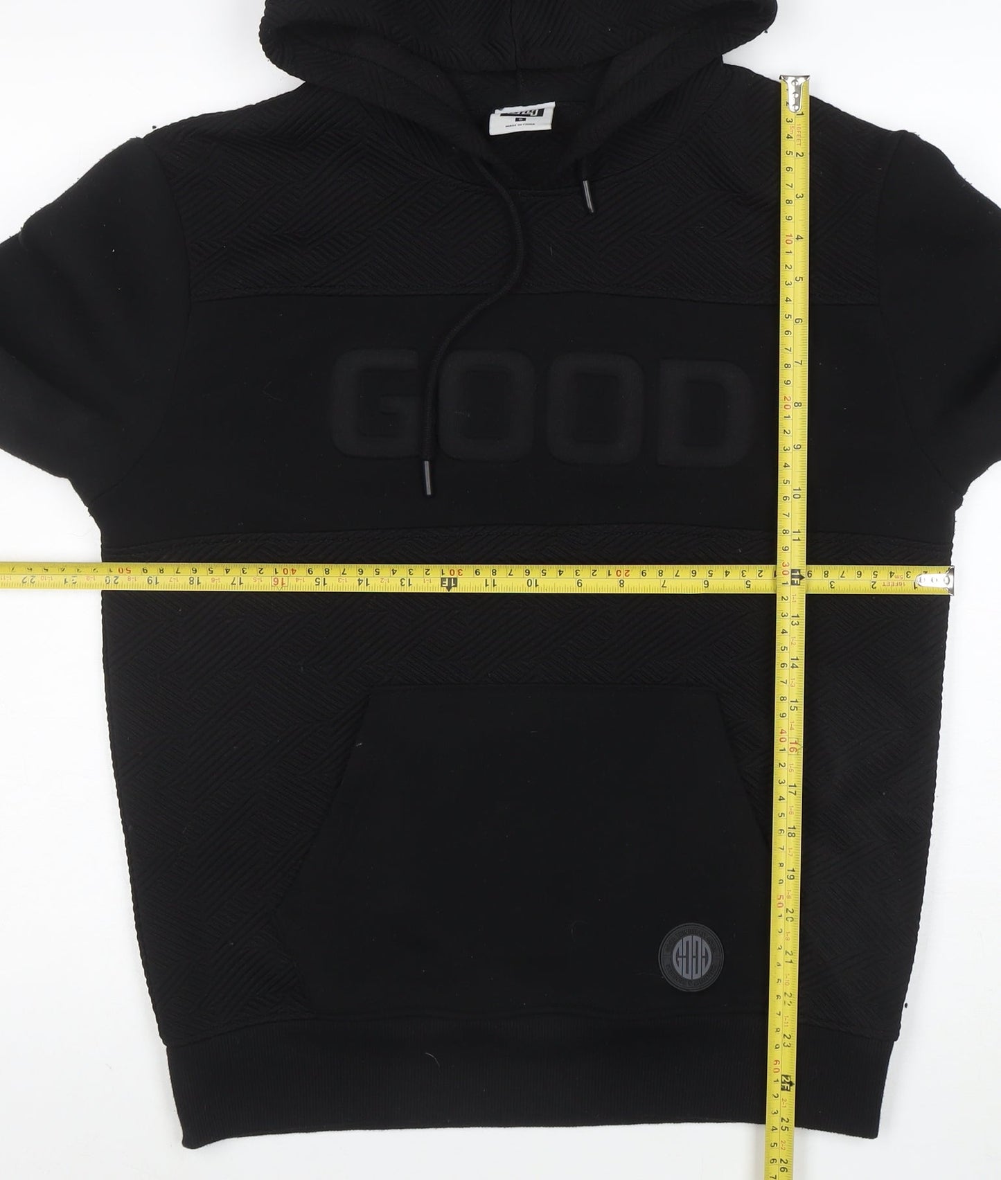 GHG Men's Black Pullover Hoodie S Hooded Kangaroo Pocket Logo